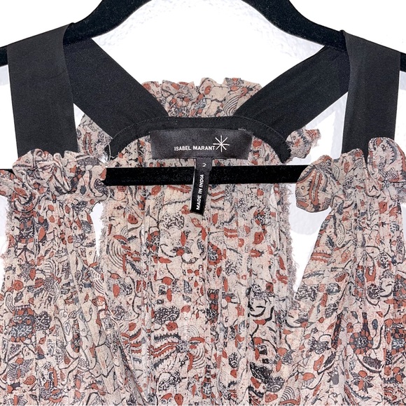 ISABEL MARANT • 100% Silk Floral Tunic w/ Ribbon Straps • Size 2 - Picture 4 of 13